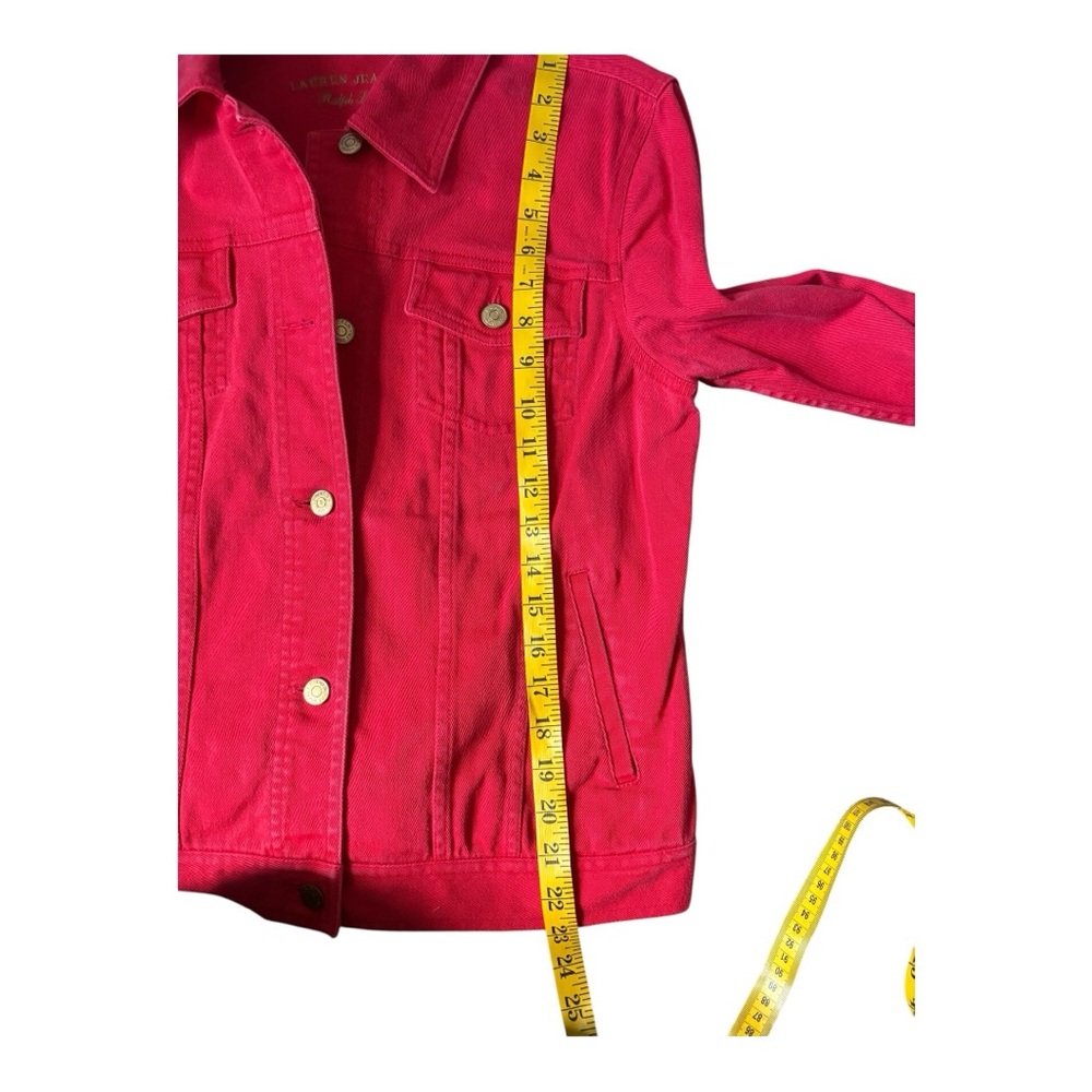 Lauren Ralph Lauren Red Denim Jacket Medium Classic Trucker - Picture 12 of 13